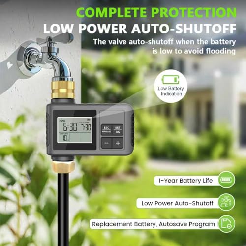 120FT Drip Irrigation System with Smart Water Timer | Brass Connectors, 360° Adjustable Nozzles and Bendable Tubing for Garden, Greenhouse, Lawn, Raised Beds and Potted Plants - size: 120Ft Brass Fitting with Timer