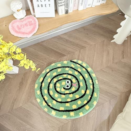 Snake Rug Tufted Cute Bedroom Rug Small Black Bathroom Rugs Novelty Animal Accent Carpet for Dorm Reptile Decor (24X22 inch)