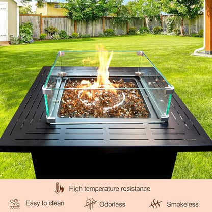 10 Pounds Fire Glass 1/2 Inch High Reflective Tempered Firepit Glass | Amber Rocks for Fireplace, Fire Pit Table, Fire Bowl and Landscaping & DIY Crafts - color: Amber, size: 1/2 inch, 10lb