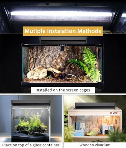 T5 UVB Reptile Light Fixture Combo Kit - 12 Inch 8W Terrarium Hood 10.0 UVA UVB Bulb with High-Efficiency Reflector for Desert Reptiles & Amphibians (Bearded Dragons, Turtles, Tortoises) - size: 8W T5 Suite