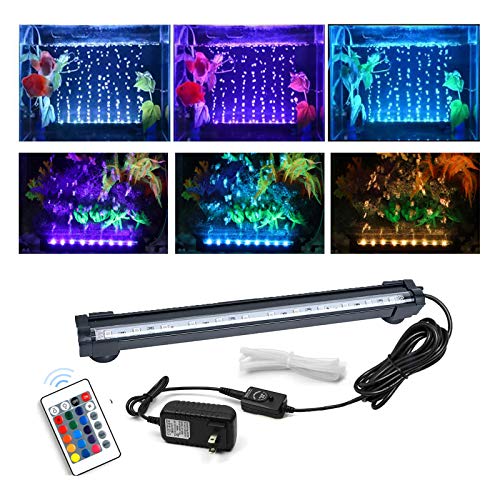 Aquarium Air Bubble Light, RGB LED Fish Tank Light with 16 Colors & 4 Modes, Remote Control, IP68 Submersible Aquarium Lamp for Turtle Tank, Betta, Shrimp