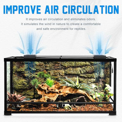 2PCS Reptile Ventilation Fan with Humidity Sensor and High-Temp Alarm, Fan Dehumidifier for Reptile Enclosure and Terrarium - color: 2PCS-Black
