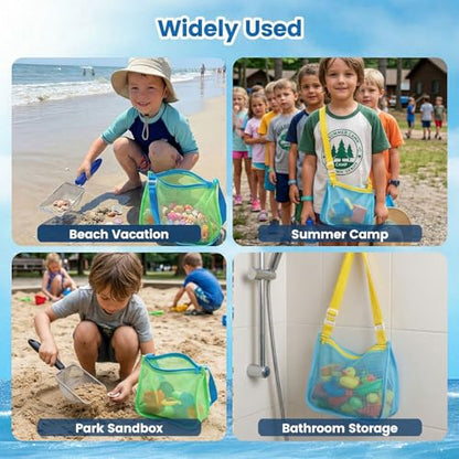 3 otters 2 Pack Beach Mesh Shovel with Mesh Beach Bag for Shell Collecting, Sand Sifters Shell Collect Bag for Kids, Great Shelling Tools