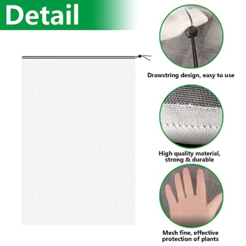 Alpurple 2 Pcs Insect Bird Barrier Netting Mesh with Drawstring- 4.9 x 3.2 Ft Garden Bug Netting Plant Cover- Fruit Tree Net for Protect Plant Fruits Citrus Flower from Insect Bird Eating | 4.9 x 3.2 Ft Garden Netting Pest Barrier, Fruit Tree Net for Prot