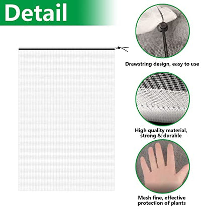 Alpurple 2 Pcs Insect Bird Barrier Netting Mesh with Drawstring- 4.9 x 3.2 Ft Garden Bug Netting Plant Cover- Fruit Tree Net for Protect Plant Fruits Citrus Flower from Insect Bird Eating | 4.9 x 3.2 Ft Garden Netting Pest Barrier, Fruit Tree Net for Prot