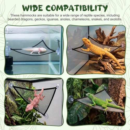 2 Pack Breathable Mesh Reptile Hammock Axolotl Lizard Bearded Dragon Geckos Hammock Axolotl Tank Accessories Bearded Dragon Accessories for Geckos Snakes Iguanas Anoles Chameleon