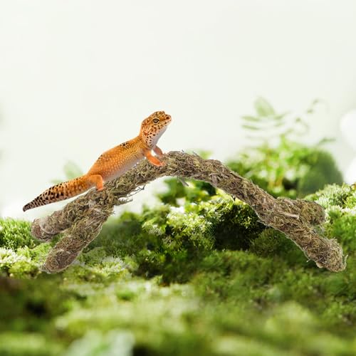 Bendable Moss-Covered Climbing Branch – Adjustable Reptile Habitat Decor with Internal Wire | Terrarium Accessories for Geckos, Chameleons & Small Arboreal Pets