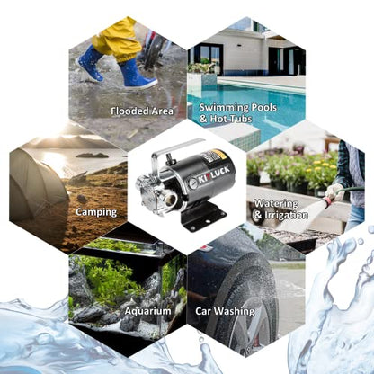 Water Transfer Pump, 115V 1/10HP 330GPH Utility Water Pump Electric With 2 * 6ft Suction Hose, Portable Small Water Pump For Pool Draining, Removing Water From Rain Barrel, Aquariums, etc. - style: 1/10HP 2 Hoses
