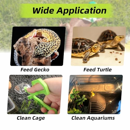 Romansk 3 Pack Reptile Feeding Clamp | Reptile Poop Scoop Reptile Feeding and Cleaning Tool for Gecko Lizard Bearded Dragon and Other Small Animals