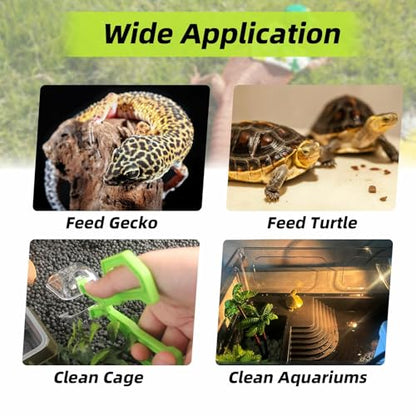 Romansk 3 Pack Reptile Feeding Clamp | Reptile Poop Scoop Reptile Feeding and Cleaning Tool for Gecko Lizard Bearded Dragon and Other Small Animals