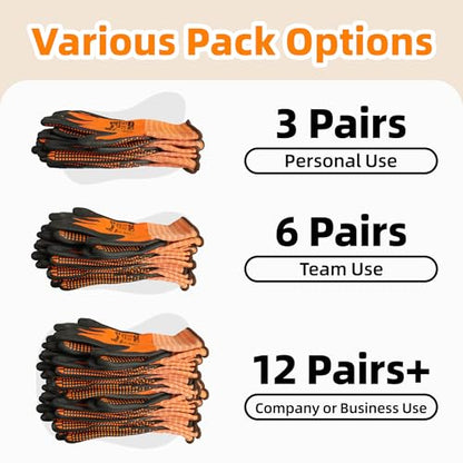 Schwer 3/6/12 Pairs Safety Work Gloves, MicroDot Abrasion & Grip, LT5619, S | Certified to Level 6 Abrasion, Strong Grip, Microfoam Nitrile Coated, Touchscreen, 3D-Comfort, A1 Cut Resistant, Gardening - size: Small