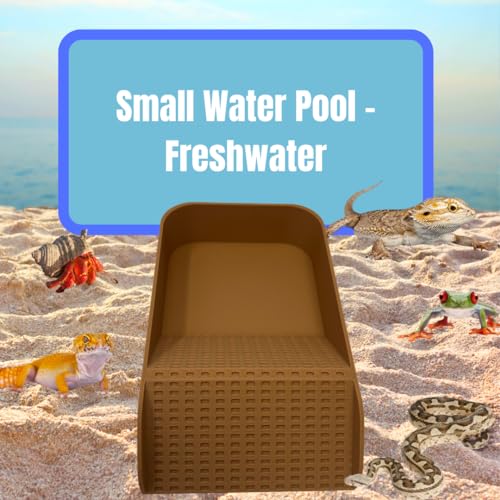 Hermit Crab Watering Pool | Platform Pool Accessory with Access Ramp for Hermit Crabs | 6.5" x 4" | Made in USA (Fresh Only, Tan) - color: Fresh Only, Tan