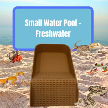 Hermit Crab Watering Pool | Platform Pool Accessory with Access Ramp for Hermit Crabs | 6.5" x 4" | Made in USA (Fresh Only, Tan) - color: Fresh Only, Tan