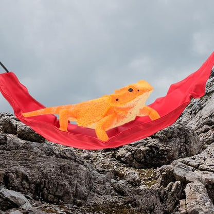 Bearded Dragon Hammock, Lizard Hammock with Suction Cups Hooks, Bearded Dragon Tank Accessories, Reptile Lounger for Geckos, Red, 1 Set - color: Red