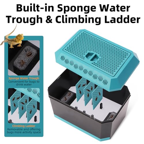 Insect Kepper Box, Cricket Keeper with Feeding Tongs, Breeding and Storage Container Kit for Crickets, Dubia Roaches, Breadworms and Silkworms, Large (Large)