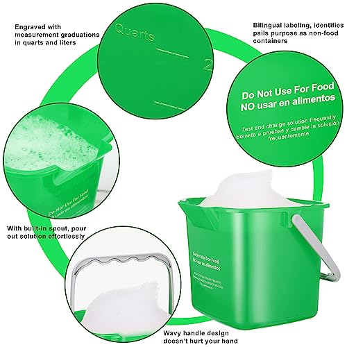 Lallisa 12 Pcs 3 Quart Cleaning Bucket Small Sanitizing Square Bucket Detergent Pail for Home Office Commercial Restaurant Kitchen Bathroom School (Green) - color: Green