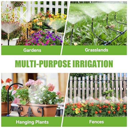200FT 360° Adjustable Drip Irrigation Kit System for Garden Sprinklers for Yard Garden Watering System with 32 Nozzles Raised Bed Greenhouse Plant Watering Devices Misting System - size: 200FT + 32pcs nozzles