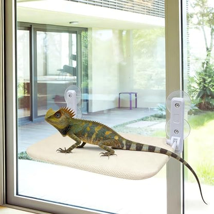Large Bearded Dragon Hammock Foldable Reptile Lounger with Powerful Suction Cup Soft Lizard Window Perch Reptile Bed Breathable Bearded Dragon Accessories for Lizard Gecko Chameleon