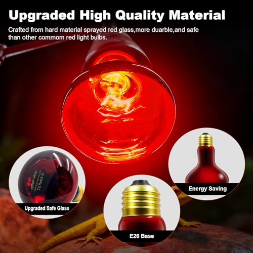 2Pack Infrared Heat Lamp Bulbs, 150W Reptile Heat Emitter Infrared Basking Spot Light, Red Heat Lamp for Chickens Coop Reptile Pets Brooder Use - style: 150W Infrared Bulbs