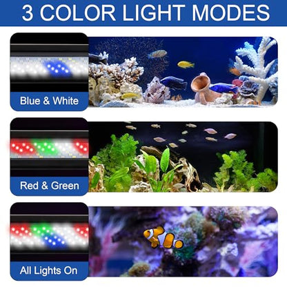 Led Aquarium Light, Full Spectrum Fish Tank Lights, 30 Inch Freshwater Fishtank Hood Lighting for Grow Fish, Plants, Adjustable from 24 to 30in - size: 24-30 IN