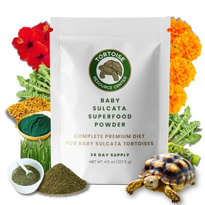 Baby Sulcata Food with Calcium - Human Grade Scientifically Formulated Diet for Healthy Growth - 4.5 oz 30-Day Supply for All Grassland Tortoises! - size: 4.5 Ounce (Pack of 1)