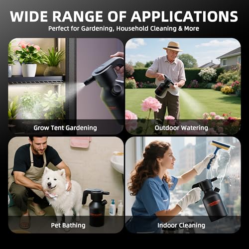 Spider Farmer 70oz Battery Powered Sprayer, 0.5 Gal Electric Spray Bottle | Type-C Rechargeable, 2500mAh Battery Automatic Plant Mister with Adjustable Nozzle & Measuring Cup for Continuous Misting