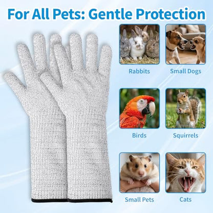 Pet Handling Gloves - Extra Long Cat Grooming Arm Sleeves, Anti-Scratch Arm Protection Sleeves for Handling Aggressive Cats, Scratch Resistant Gloves for Nail Trimming & Bathing