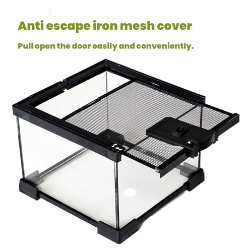 7 Gallon Glass Reptile Terrarium 12"x12"x12" Cube | Reptile Tank for Leopard Gecko, Hermit Crab, Snake, Frog, Tarantula, Isopod Enclosure - size: 12*12*12in
