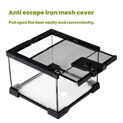 7 Gallon Glass Reptile Terrarium 12"x12"x12" Cube | Reptile Tank for Leopard Gecko, Hermit Crab, Snake, Frog, Tarantula, Isopod Enclosure - size: 12*12*12in