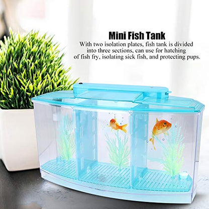 LIZEALUCKY Betta Fish Tank, Adjustable LED Light Acrylic Small Aquarium, Fish Tank Starter Kit with Isolation Plates and Water Change Valve, Blue - color: Blue