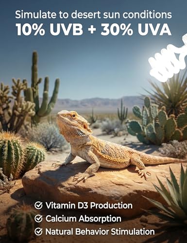 Reptile UVB Bulbs, 26W 10.0 UVA UVB Light Lamp for Terrarium, 2 Pack | Fits Bearded Dragon, Lizard, Tortoises, Iguanas, Chameleons, Snakes