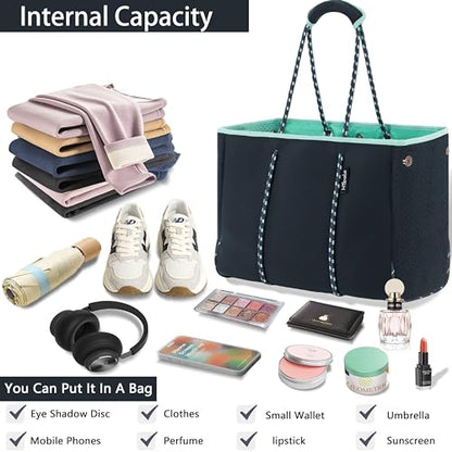 Hibala Neoprene Multipurpose Beach Bag,Gym/Travel/Pool Bag,Tote For Women&Men - color: Grey
