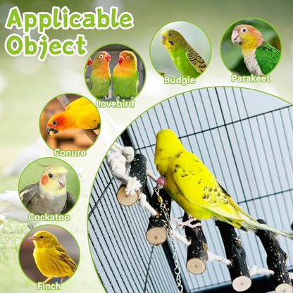 BNOSDM Wooden Bird Ladders Parrot Bridge Rope Ladder Bird Toy Pet Climbing Ladder Parakeet Cage Accessories Suit for Budgie, Lovebird, Conure, Cockatoo, Finch