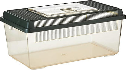 Exo Terra Faunarium Reptile Terrarium, Medium (14" x 8" x 6") | Flat Home Plastic, Perfect for Temporary Housing, Quarantine, or Transport, Transparent Plastic Door for Easy Access - size: Medium