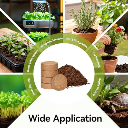 55 Pack 30mm Organic Coco Coir Pellets Seed Starter Soil | Low EC, pH Balance, Potting Soil Mix, Seed Starting, Indoor Outdoor Plants, Herbs Houseplants Bonsai Vegetables Flowers - size: 30mm-55pack