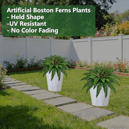 36In Artificial Boston Ferns Bush, Set of 2 Large Faux Ferns Plants, 39 Branches Fake Ferns Vines for Home Living Room Decor, Indoor and Outdoor - size: 2 PCS-36"