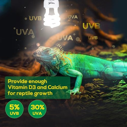 UVB Bulb for Reptiles, 5.0 13W UVB Light for Reptiles, Hygger zoo UVA UVB Reptile Light Bulb Reptile UVB Bulb UVB Light for Hermit Crab Snake Chameleon Reptile Lamp Terrarium Lamp for Tropical Reptile - size: 5.0-5.3 Inch