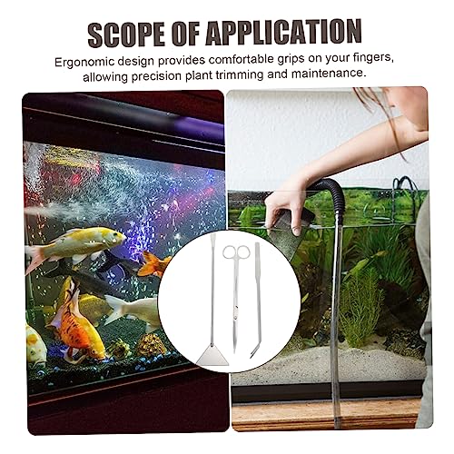 YARNOW 1set Stainless Steel Aquarium Scissors Set Multi-Functional Tools for Trimming Aquatic Plants Includes Straight Curved Scissors Shovel for Water Plants