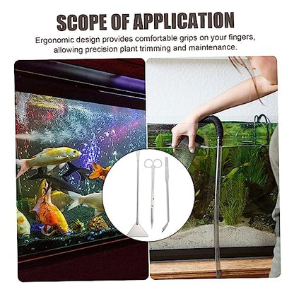 YARNOW 1set Stainless Steel Aquarium Scissors Set Multi-Functional Tools for Trimming Aquatic Plants Includes Straight Curved Scissors Shovel for Water Plants