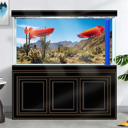 Reptile Habitat Background, Retro Desert Oasis Cactus Terrarium Background 24X12 in Background with 8 EVA Double-Sided Tape - color: desert01, size: 24X12in/60X30cm