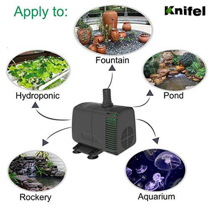 Submersible Water Pump 880GPH Pond Pump for Fountains | 10ft Lift, 9.8ft Power Cord, Ultra Quiet, Over Heating Protection for Pond, Fountain, Hydroponic, waterfall, Aquarium - size: 880GPH fixed flow