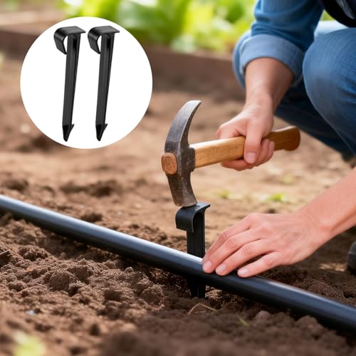 RedChili 50 Pack 1/2 Inch Irrigation Tubing Hold Down Anchor Stakes, Heavy Duty Drip Tubing Stakes 1/2" Drip Irrigation Tubing Fittings for Lawn Raised Bed Greenhouse Plant Watering System - size: 1/2" Stake-50P