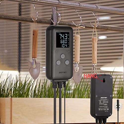 Reptile thermostat, Greenhouse Temperature Controller, Digital Waterproof Thermostat for Home Brewing Fermentation Breeding Incubation Greenhouse Terrarium, Heating & Cooling Outlet 110V 15A 1650W