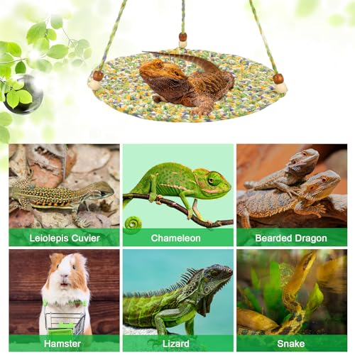Jspupifip Reptile Hammock Bearded Dragon Accessories Hanging Hammock Green | Small Pet Habitat Shelter Cage Accessories for Chameleon Birds Rats Hamster Iguana - color: Green
