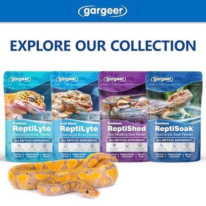 Gargeer Premium ReptiSoak Electrolytes SOAK for Reptiles | Hydration & Recovery Bath Powder for Bearded Dragons, Geckos, Lizards, Tortoises | Electrolyte Reptile Supplement | Made in USA. Enjoy!