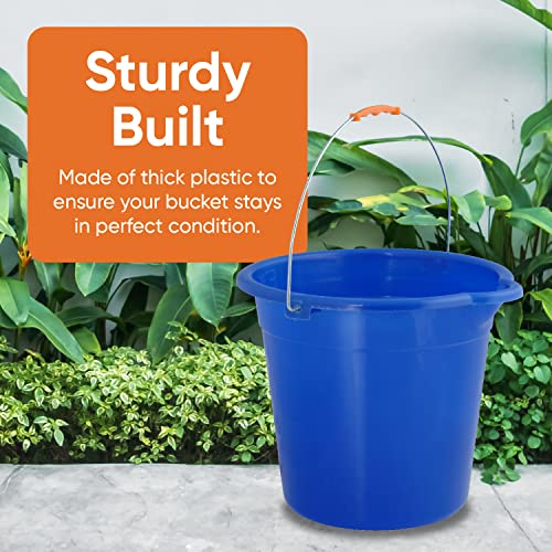 Superio 2.75 Gallon Plastic Mop Bucket with Grip Handle, Utility Pail for Cleaning, Car Wash, Fishing, Camping & Household Use, 10 Liter, Royal Blue - 6 Pack - color: Royal Blue, size: 6 Pack