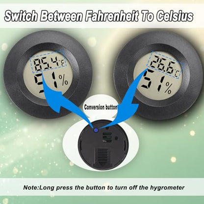 Hygrometer Thermometer Digital Humidity Meter 2 Pack | Mini Size,℉/℃ Conversion Indoor/Outdoor Humidity Monitor Reptile Thermometer For Greenhouse Garden Cellar