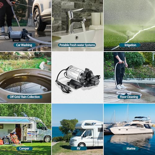RV Water Pumps 115V AC Pressure Pump with Pressure Switch, Self-priming Water Pump 4.0GPM 45PSI, Fresh Water Pump for RV, Kitchen Barthroom Camping Marine Yacht Garden Diaphragm Pump115volt - color: White06