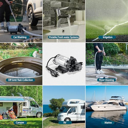 RV Water Pumps 115V AC Pressure Pump with Pressure Switch, Self-priming Water Pump 4.0GPM 45PSI, Fresh Water Pump for RV, Kitchen Barthroom Camping Marine Yacht Garden Diaphragm Pump115volt - color: White06