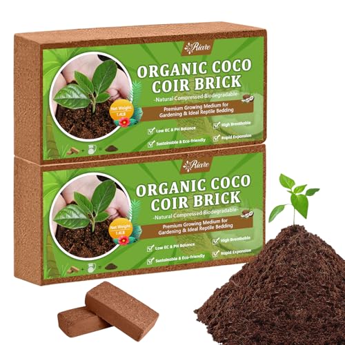 Riare 2pcs Organic Coco Coir Bricks, Natural Coconut Coir for Plants | High Expansion & Moisture Retention Coconut Husk Fiber for Seed Starting, Potting Mix, Composting, Soil Amendment & Reptiles - color: Pack of 2
